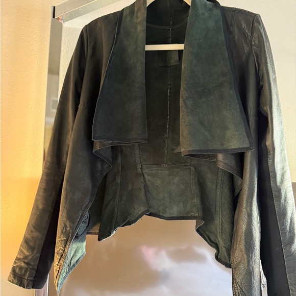 All Saints Dark Leather Jacket - Picture 3 of 6